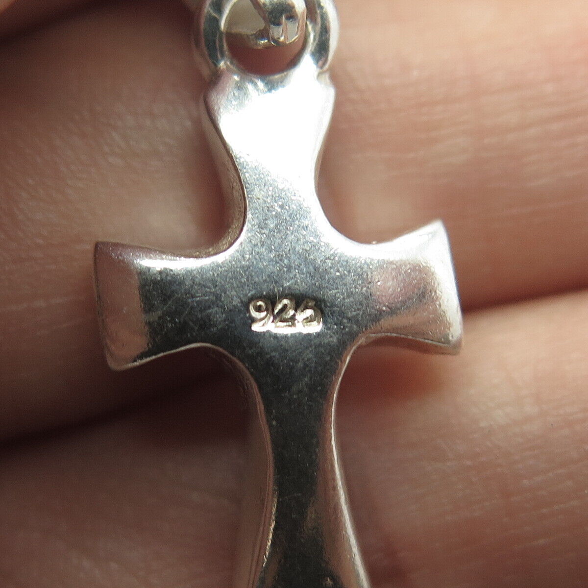 925 Sterling Silver Vintage Modernist Cross Pendant