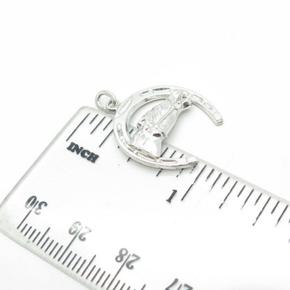 JOSEPH M. SHANHOLTZ Sterling Silver Vintage Horse & Horseshoe Good Luck Pendant