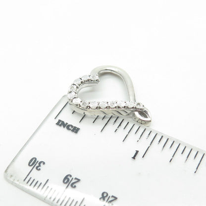 925 Sterling Silver Real White Diamond Open Heart Slide Pendant