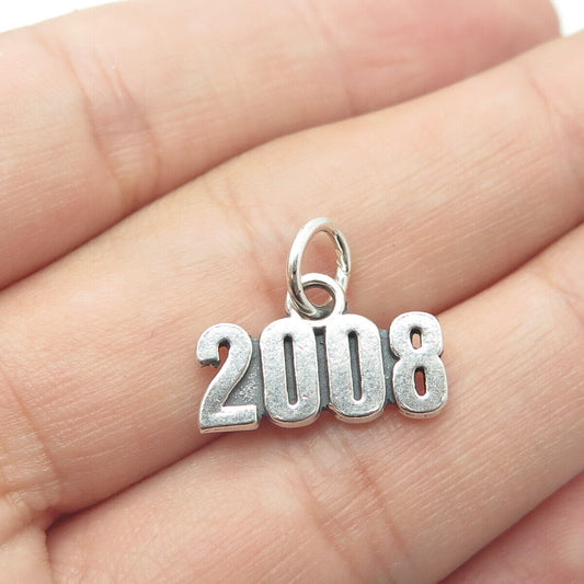 925 Sterling Silver Vintage "2008" Charm Pendant