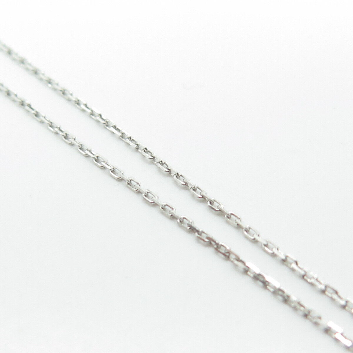 925 Sterling Silver Italy White C Z Heart Key Cable Chain Necklace 18"