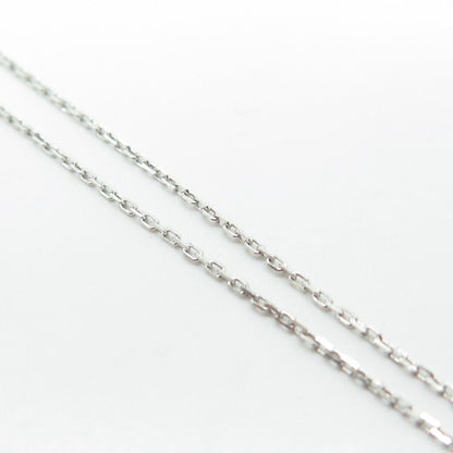 925 Sterling Silver Italy White C Z Heart Key Cable Chain Necklace 18"
