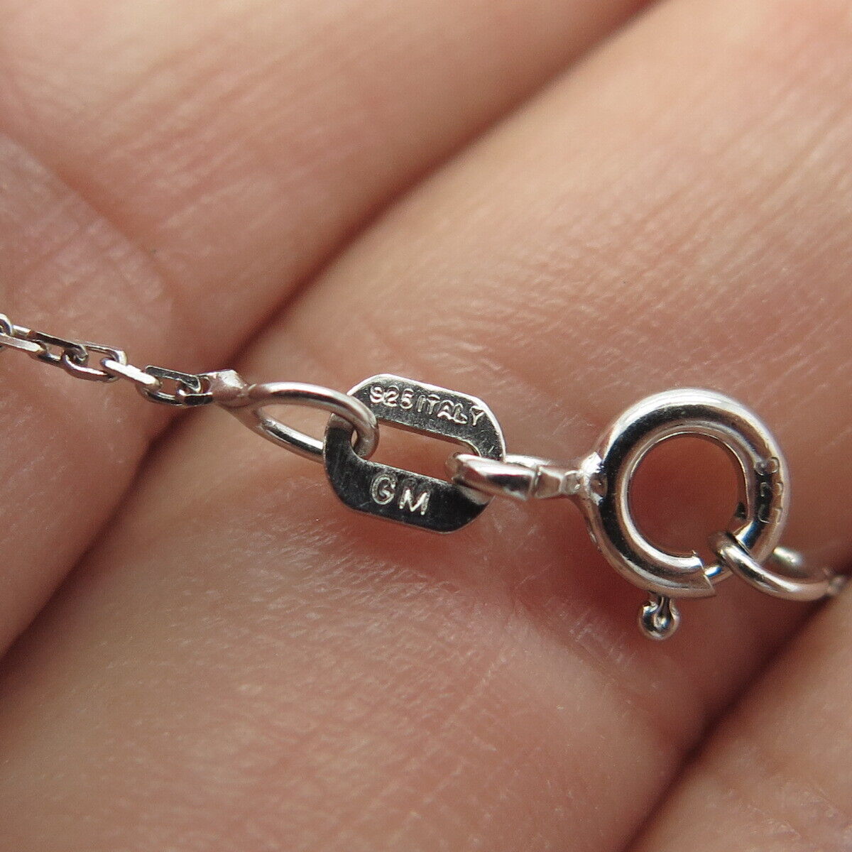 925 Sterling Silver Italy White C Z Heart Key Cable Chain Necklace 18"