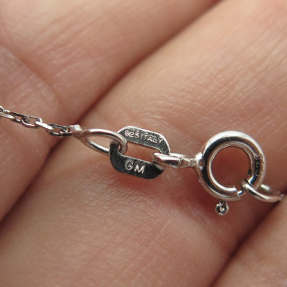 925 Sterling Silver Italy White C Z Heart Key Cable Chain Necklace 18"