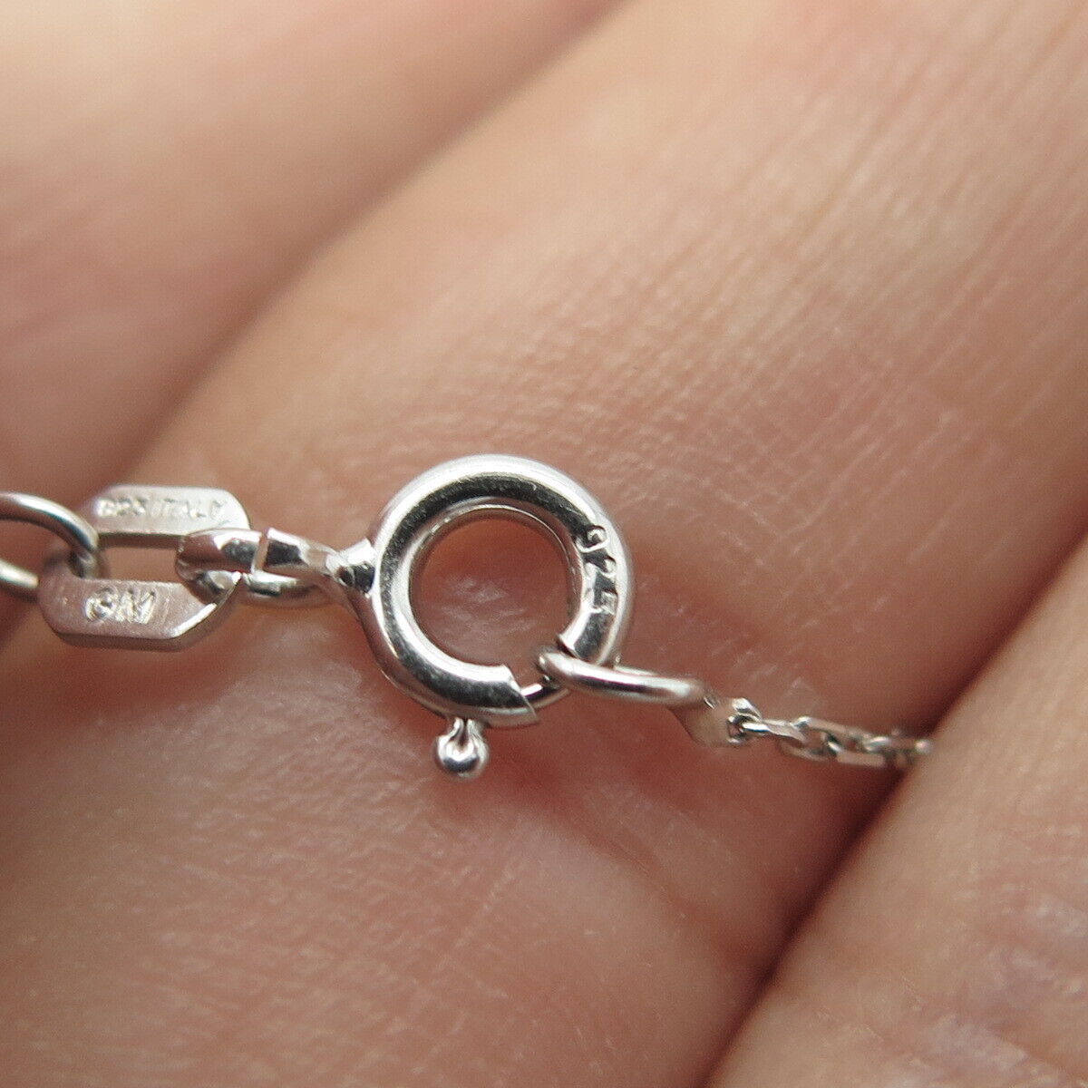 925 Sterling Silver Italy White C Z Heart Key Cable Chain Necklace 18"