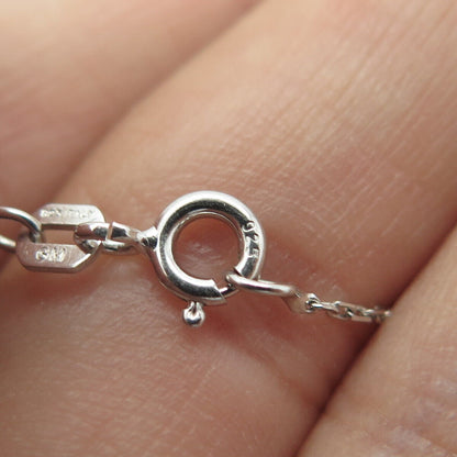 925 Sterling Silver Italy White C Z Heart Key Cable Chain Necklace 18"