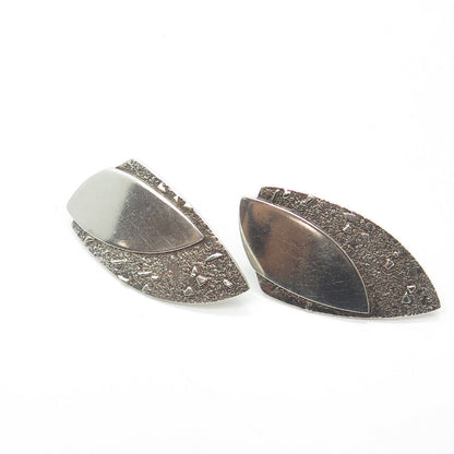 M. ZION 925 Sterling Silver Vintage Textured Modernist Earrings