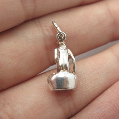 925S Sterling Silver Vintage Denmark Naked Sitting Woman Pendant