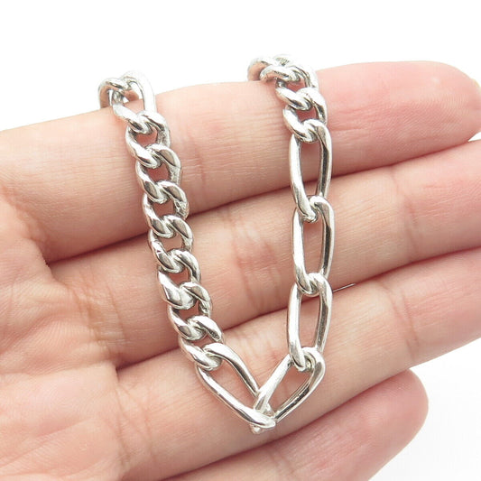 925 Sterling Silver Vintage Mexico Figaro Chain Necklace 20"