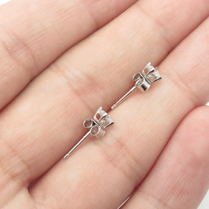 925 Sterling Silver Princess-Cut Shaped C Z Stud Earrings
