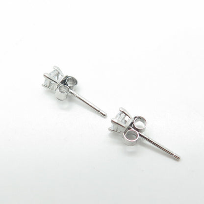 925 Sterling Silver Princess-Cut Shaped C Z Stud Earrings
