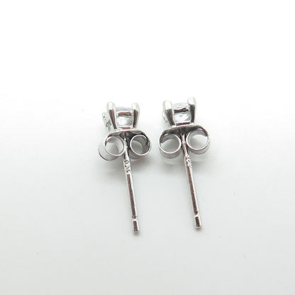 925 Sterling Silver Princess-Cut Shaped C Z Stud Earrings