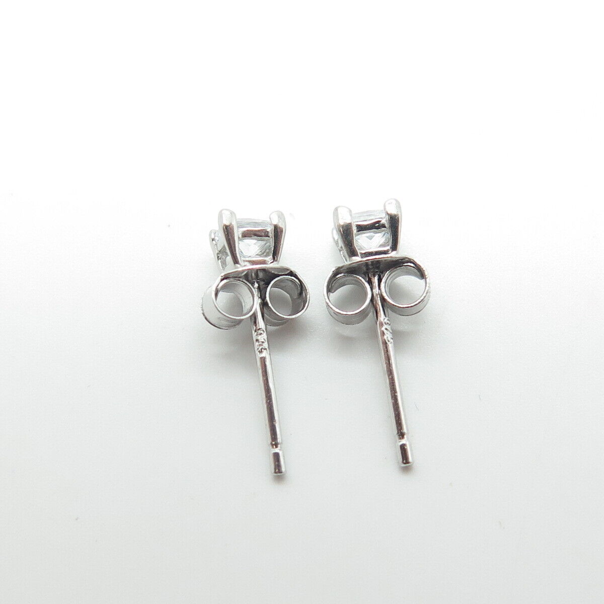 925 Sterling Silver Princess-Cut Shaped C Z Stud Earrings