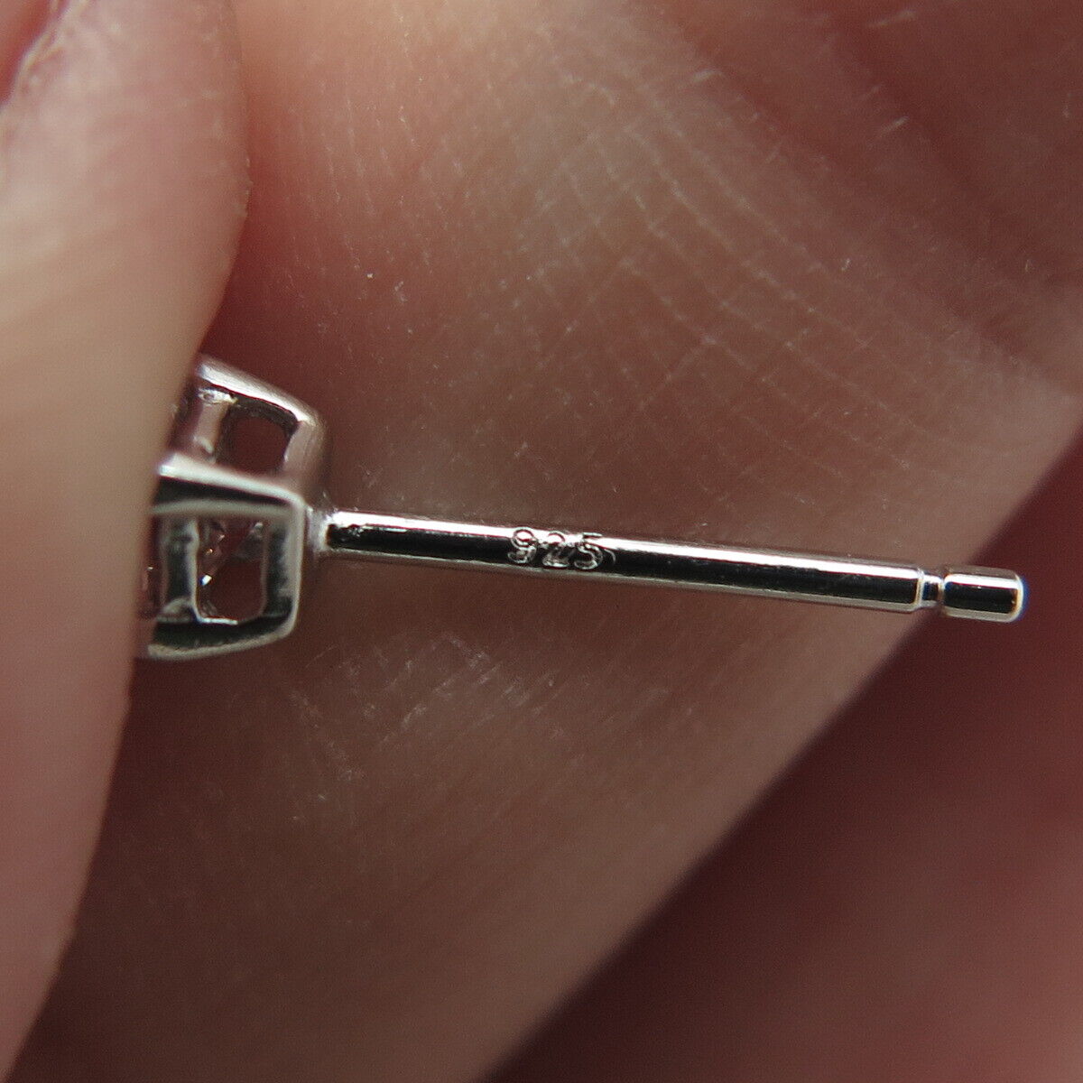 925 Sterling Silver Princess-Cut Shaped C Z Stud Earrings