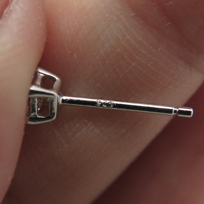 925 Sterling Silver Princess-Cut Shaped C Z Stud Earrings