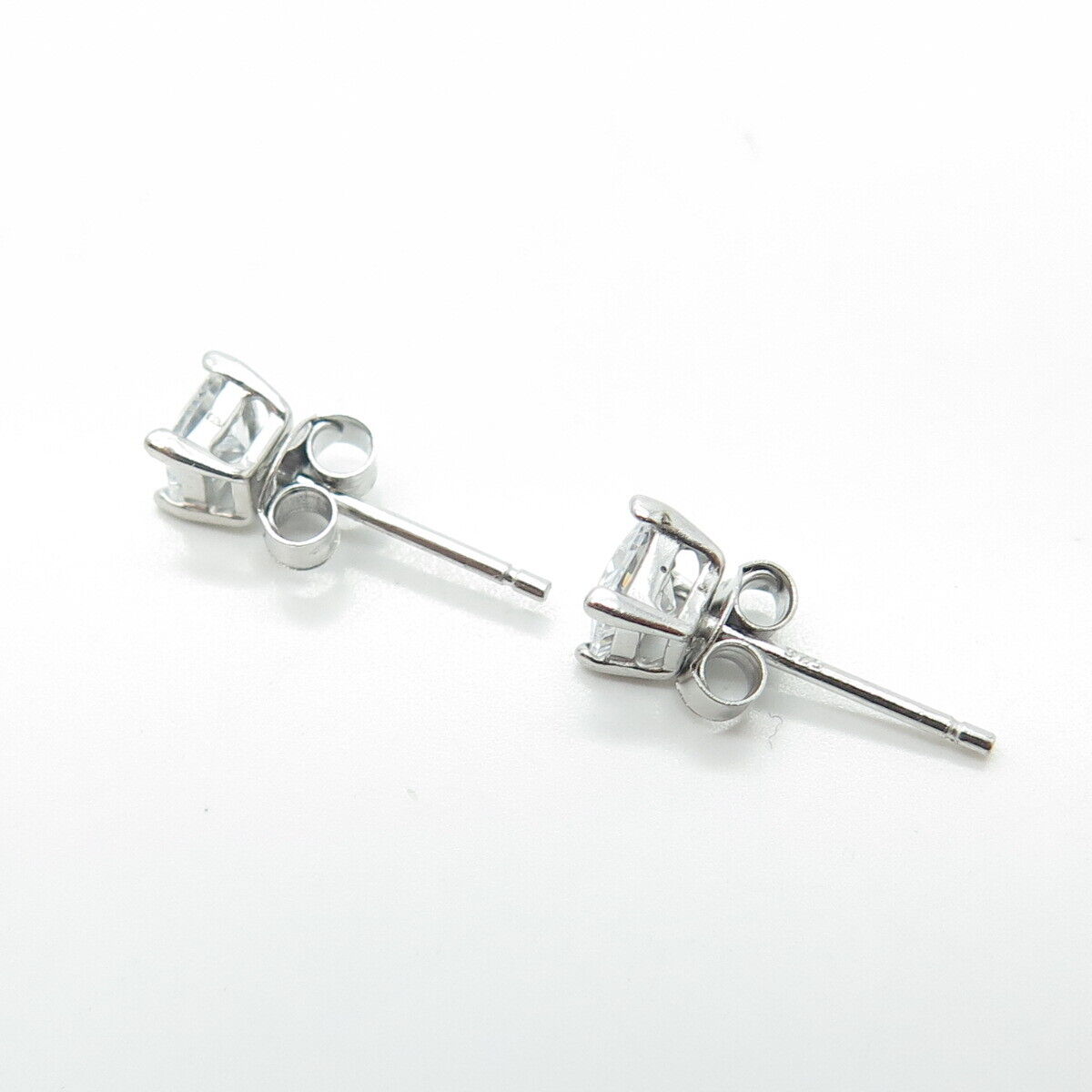 925 Sterling Silver Cushion-Cut Shaped C Z Stud Earrings