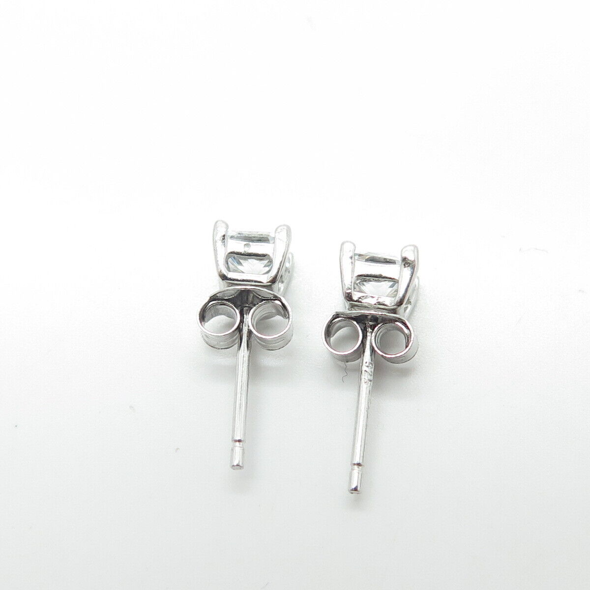 925 Sterling Silver Cushion-Cut Shaped C Z Stud Earrings