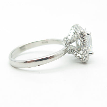 925 Sterling Silver Cushion-Cut Shaped C Z Engagement Ring Size 7