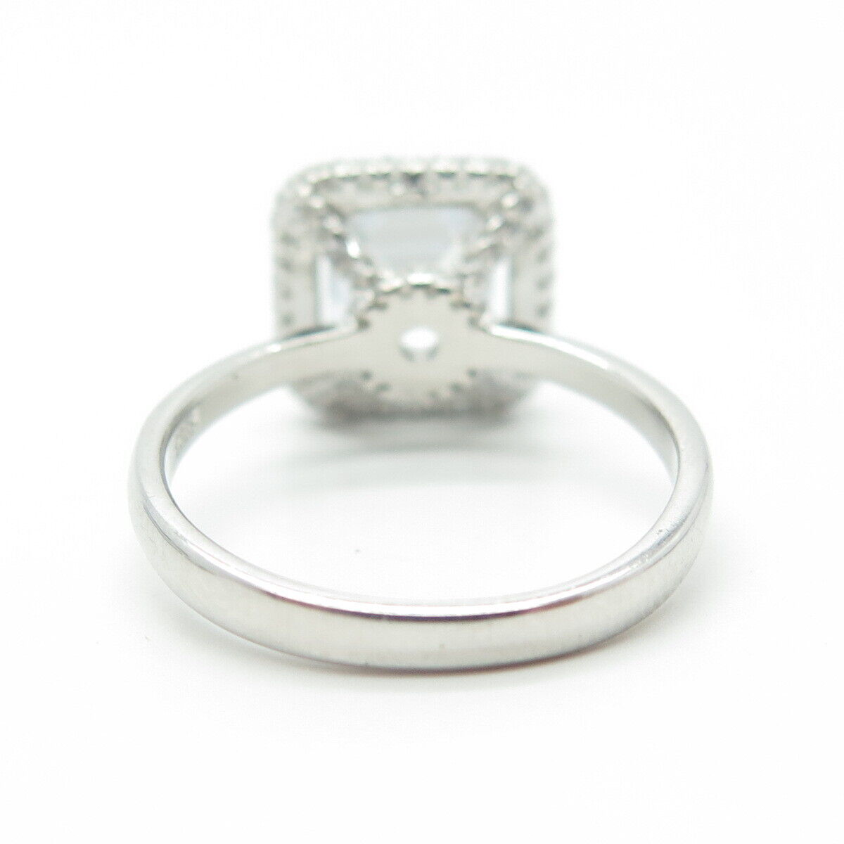 925 Sterling Silver Cushion-Cut Shaped C Z Engagement Ring Size 7