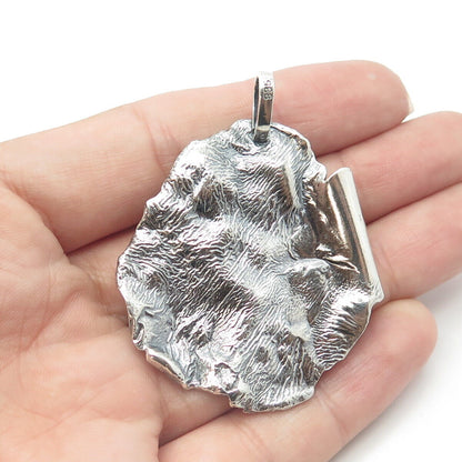 835 Silver Vintage Brutalist Modernist Nugget Oxidized Pendant