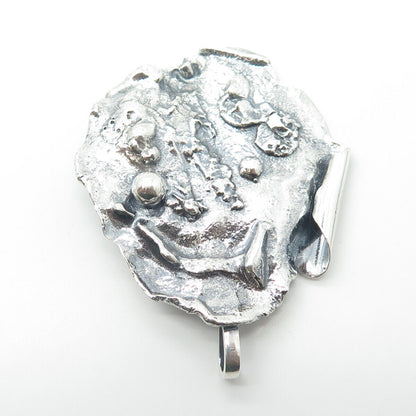 835 Silver Vintage Brutalist Modernist Nugget Oxidized Pendant