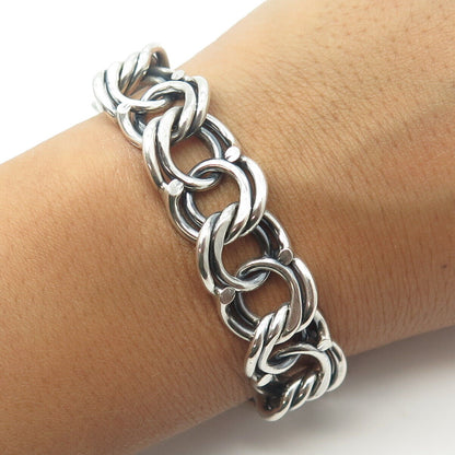 800 Silver Vintage Poland Double Curb Link Bracelet 7.25"