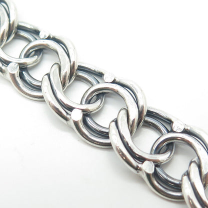 800 Silver Vintage Poland Double Curb Link Bracelet 7.25"