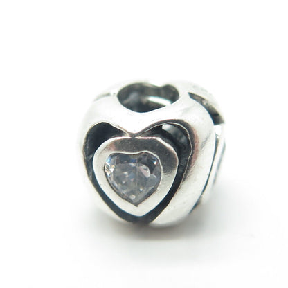 CHAMILIA 925 Sterling Silver Heart-Cut Shaped C Z Bead Charm