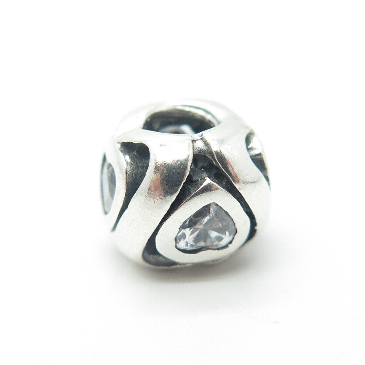 CHAMILIA 925 Sterling Silver Heart-Cut Shaped C Z Bead Charm