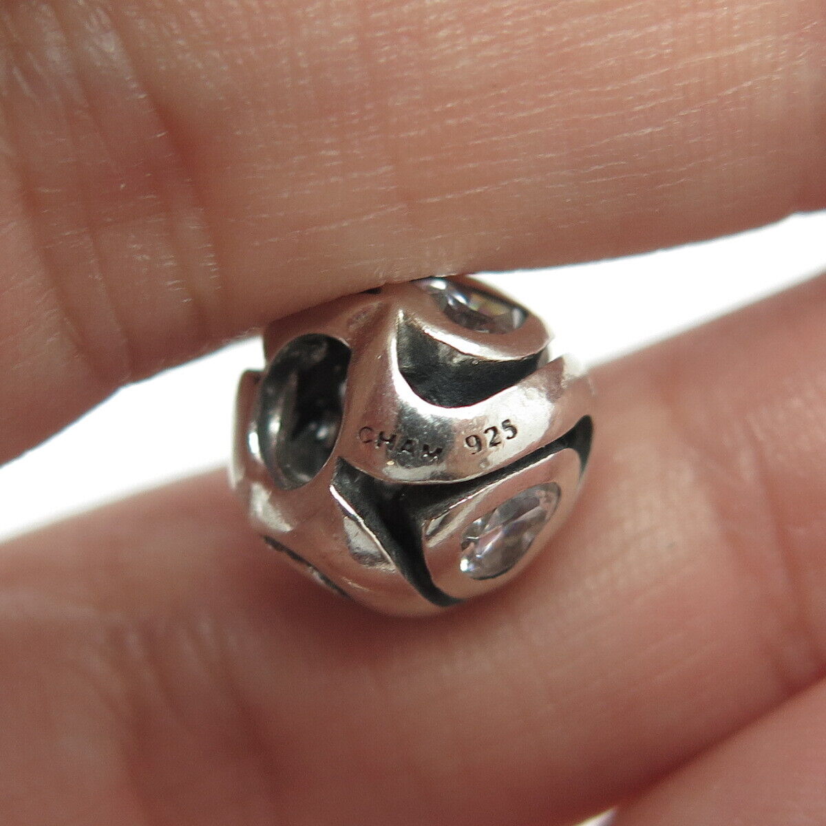 CHAMILIA 925 Sterling Silver Heart-Cut Shaped C Z Bead Charm