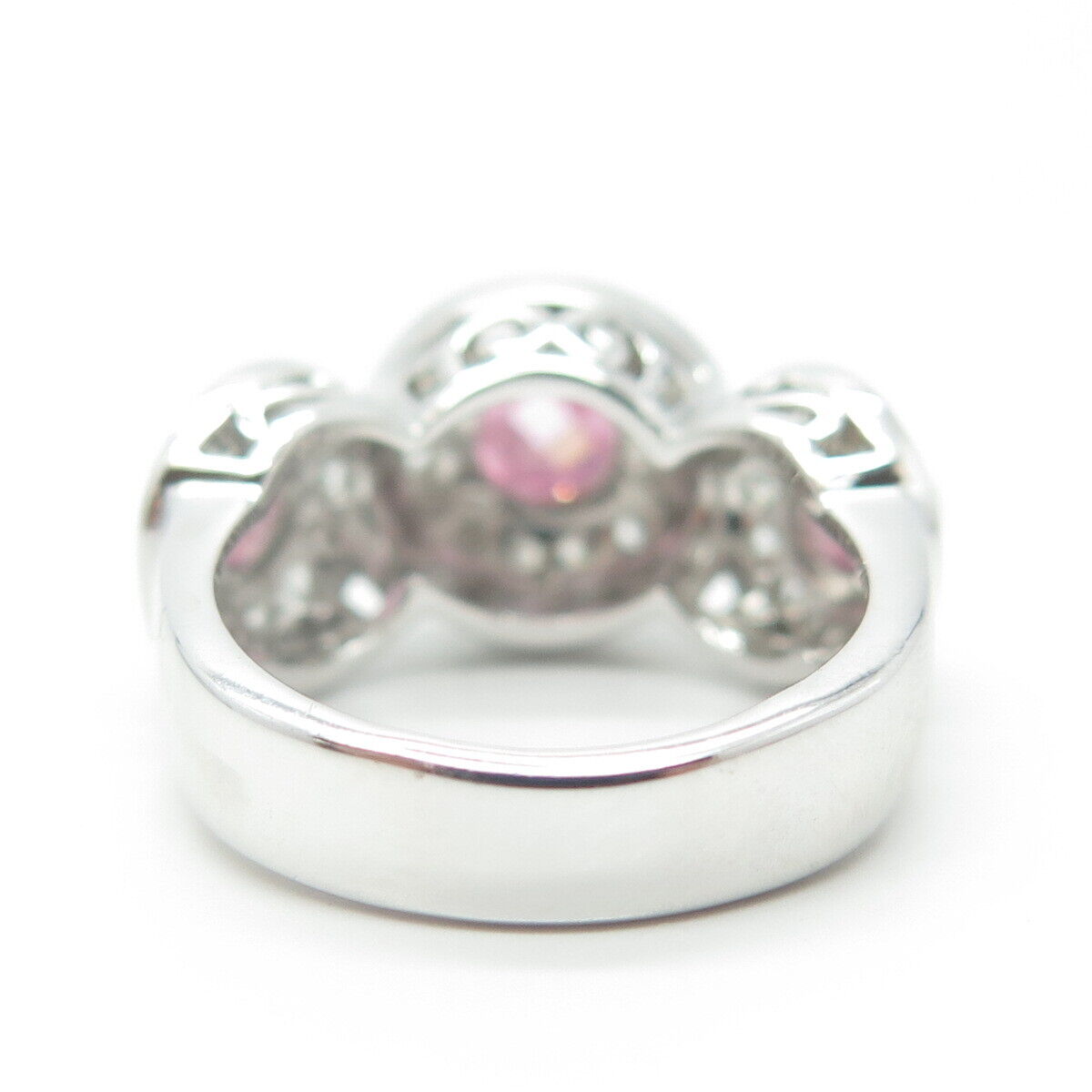 925 Sterling Silver White & Pink C Z Ring Size 7