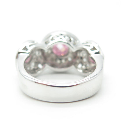 925 Sterling Silver White & Pink C Z Ring Size 7