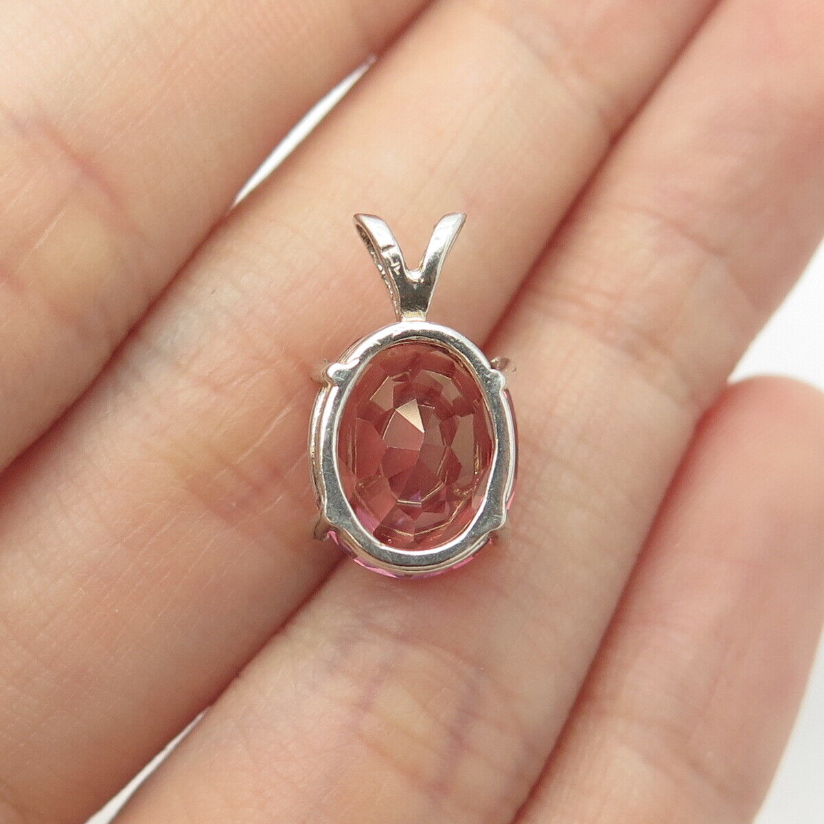 925 Sterling Silver Lab-Created Red Sapphire Slide Pendant