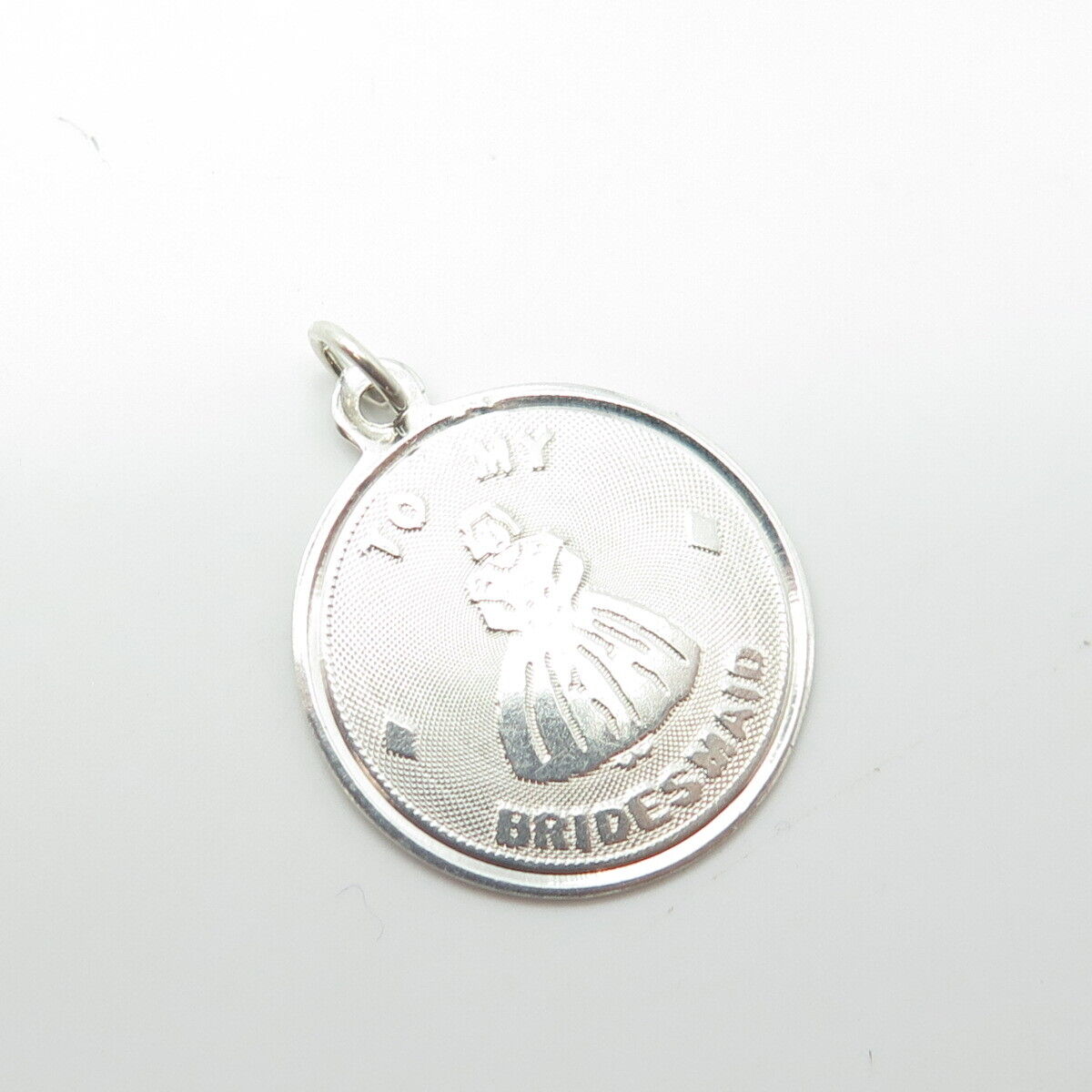 925 Sterling Silver Vintage "To My Bridesmaid" Charm Pendant