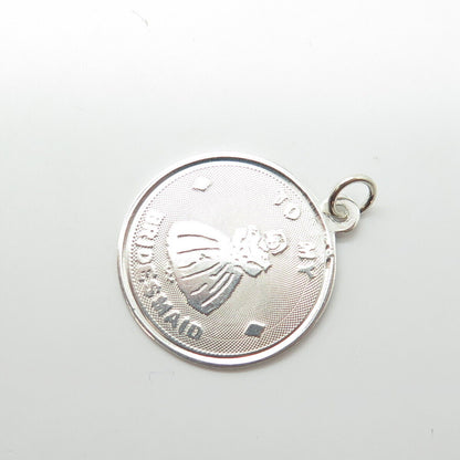 925 Sterling Silver Vintage "To My Bridesmaid" Charm Pendant