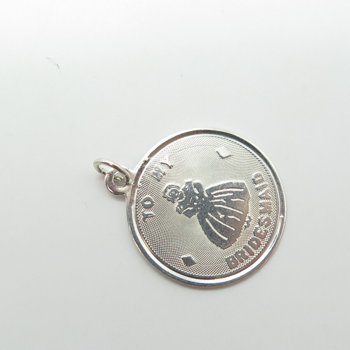 925 Sterling Silver Vintage "To My Bridesmaid" Charm Pendant