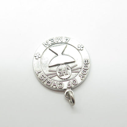 925 Sterling Silver Vintage "Body of Christ Amen" Charm Pendant