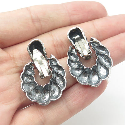 925 Sterling Silver Vintage Door Knocker Clip On Earrings