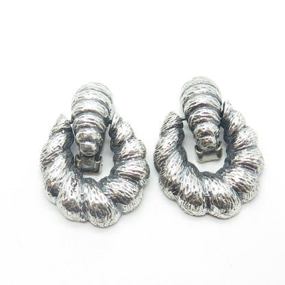 925 Sterling Silver Vintage Door Knocker Clip On Earrings