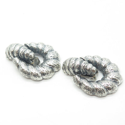 925 Sterling Silver Vintage Door Knocker Clip On Earrings