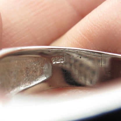 925 Sterling Silver White & Black C Z Ring Size 8.75