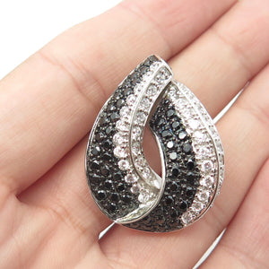 925 Sterling Silver White & Black C Z Slide Pendant