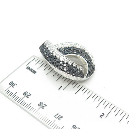 925 Sterling Silver White & Black C Z Slide Pendant