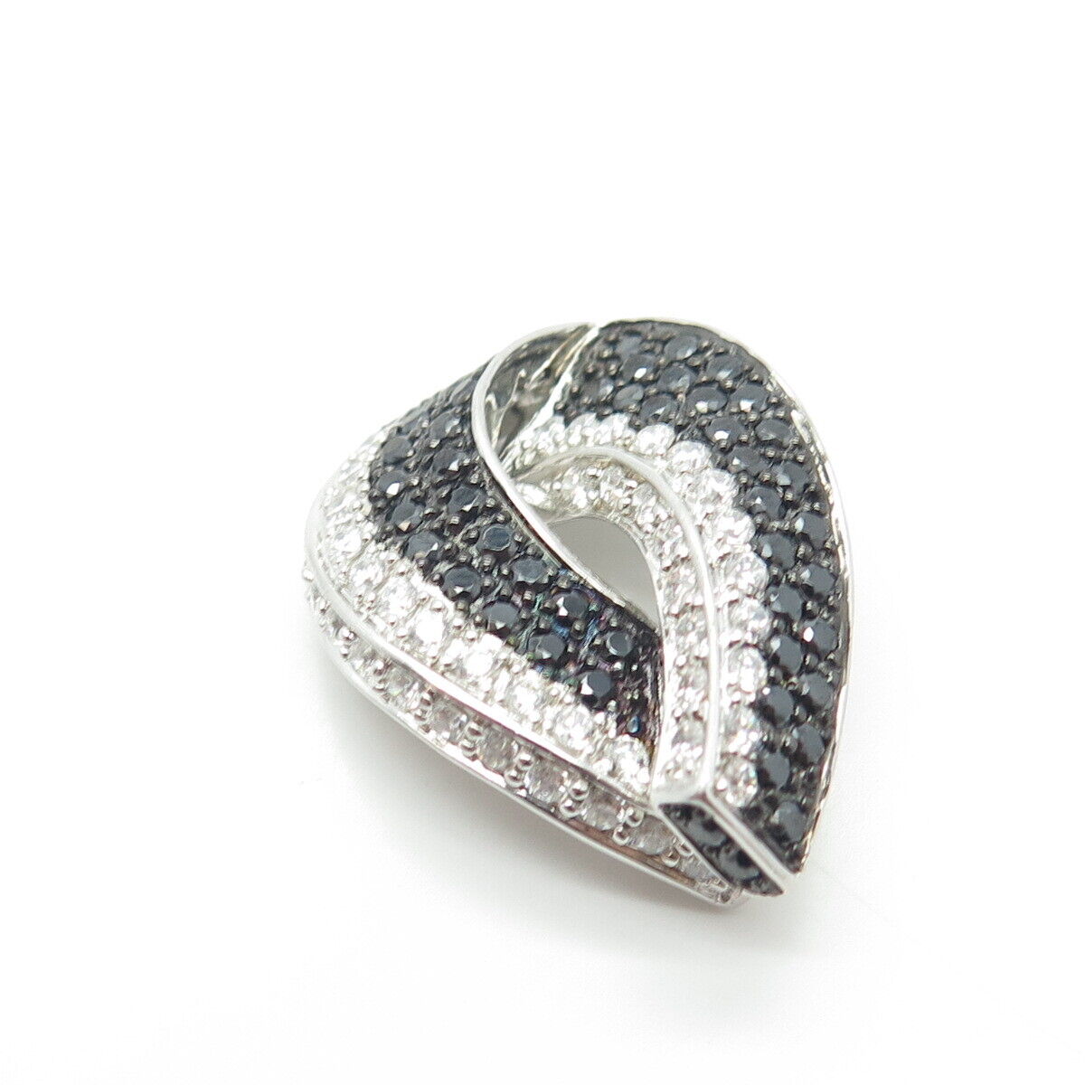 925 Sterling Silver White & Black C Z Slide Pendant
