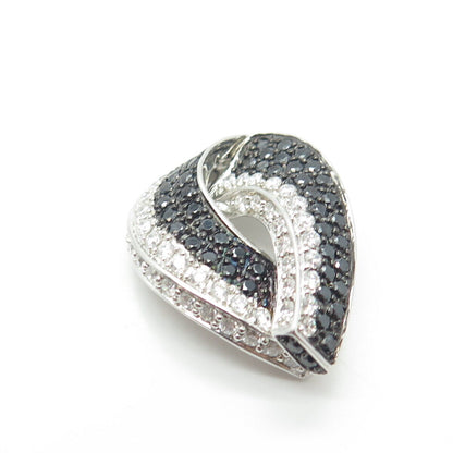 925 Sterling Silver White & Black C Z Slide Pendant