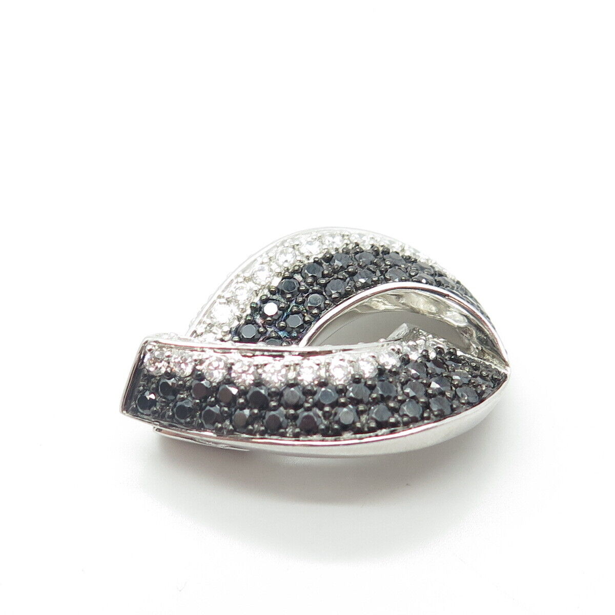 925 Sterling Silver White & Black C Z Slide Pendant
