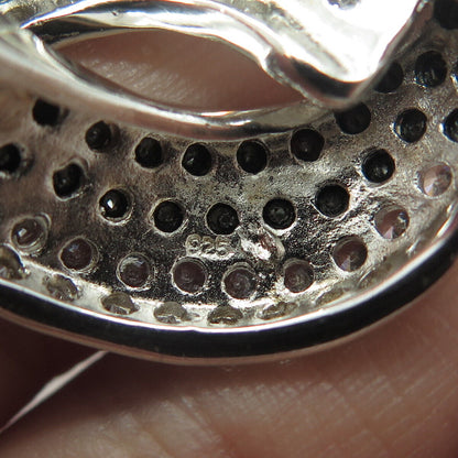 925 Sterling Silver White & Black C Z Slide Pendant