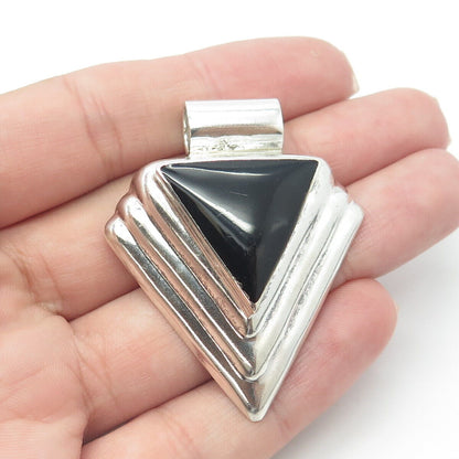 950 Silver Vintage Mexico Real Black Onyx Arrow Triangle Pendant