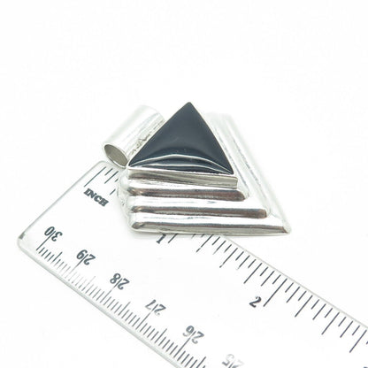 950 Silver Vintage Mexico Real Black Onyx Arrow Triangle Pendant