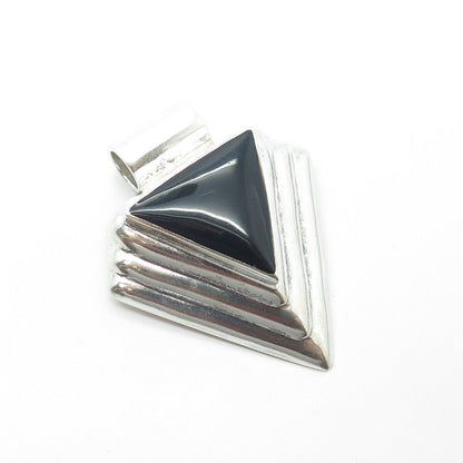 950 Silver Vintage Mexico Real Black Onyx Arrow Triangle Pendant